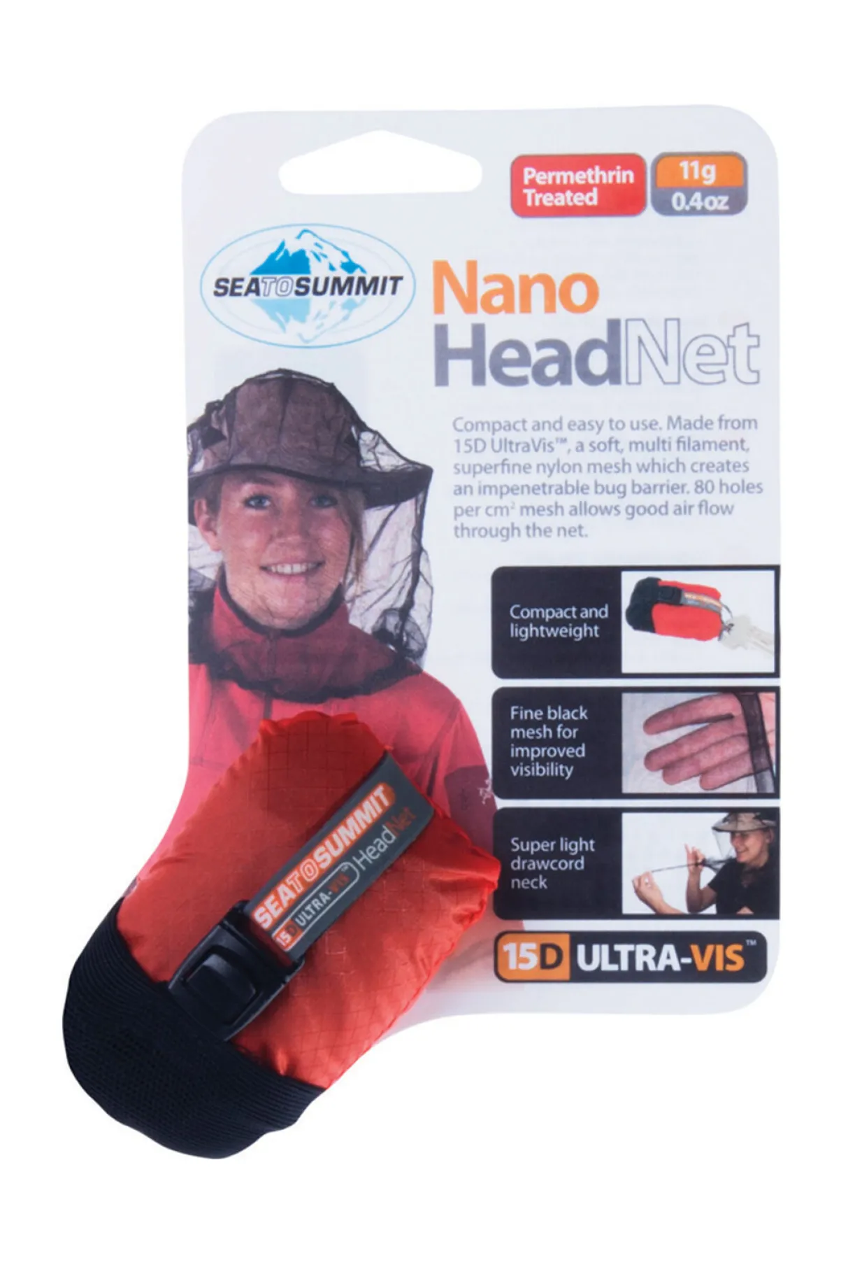 Macpac Mosquito Nets & Repellents>Sea To Summit Nano Permethrin Treated Mosquito Head Net