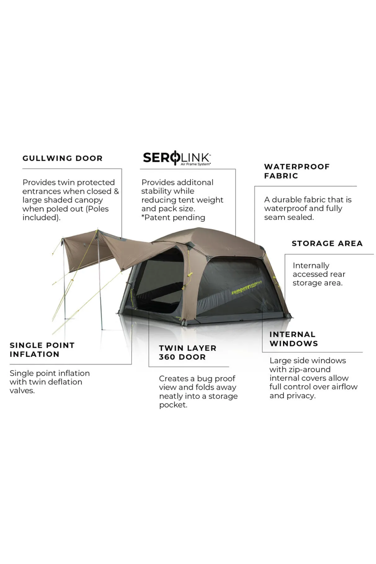 Macpac Air Tents>Zempire Pronto 5 V2 5 Person Air Tent